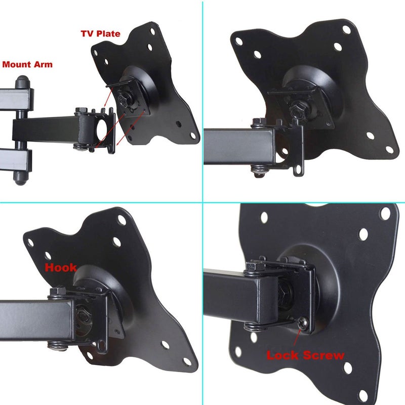 VideoSecu ML12B TV LCD Monitor Wall Mount Full Motion 15 inch Extension Arm Articulating Tilt Swivel for Most 19"-31" LED TV Flat Panel Screen with VESA 100x100, 75x75 1KX - Image 5